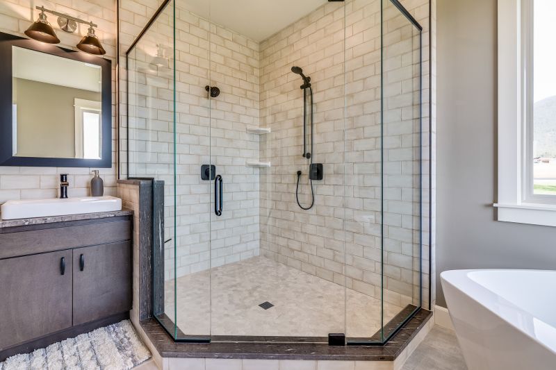 Contemporary Shower with Tiling